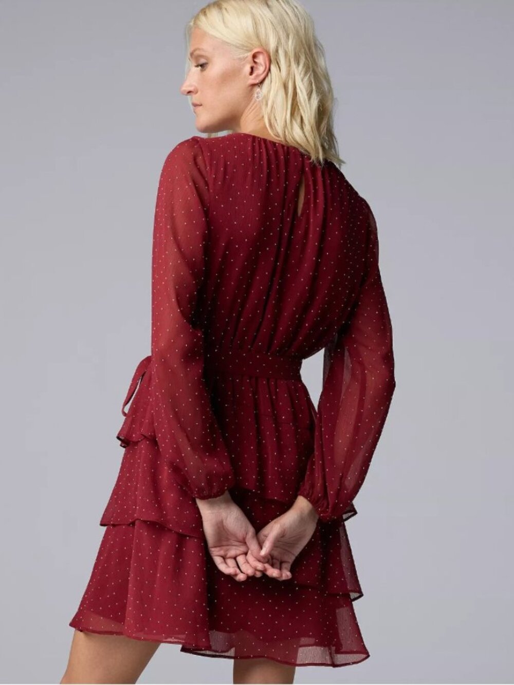 Short Holiday Dress Simply Vera Vera Wang Mini dress crimson with gold dots M